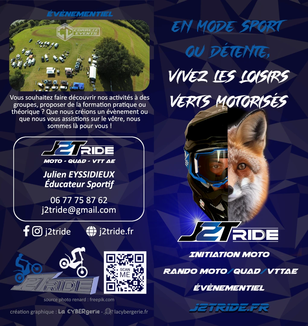 Flyer promotionnel accrocheur pour J2T Ride randos motos nature